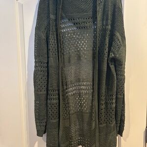 Moral Fiber Olive Open-Weave Women’s Cardigan